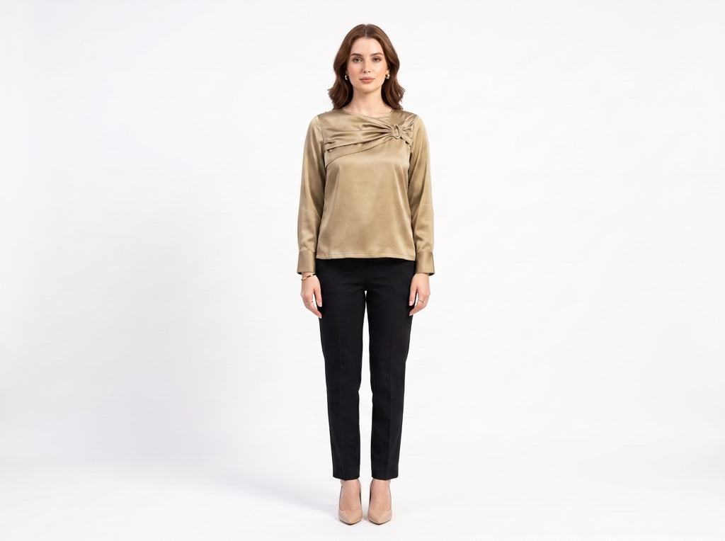 Champagne Buckle Satin Top