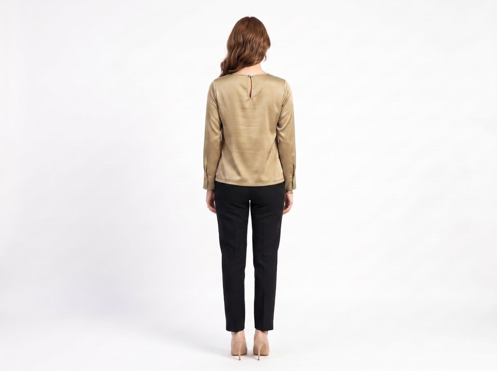 Champagne Buckle Satin Top