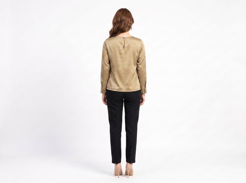 Champagne Buckle Satin Top