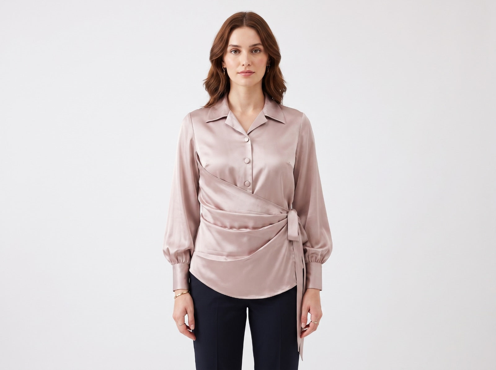 Blush Drape Satin Top